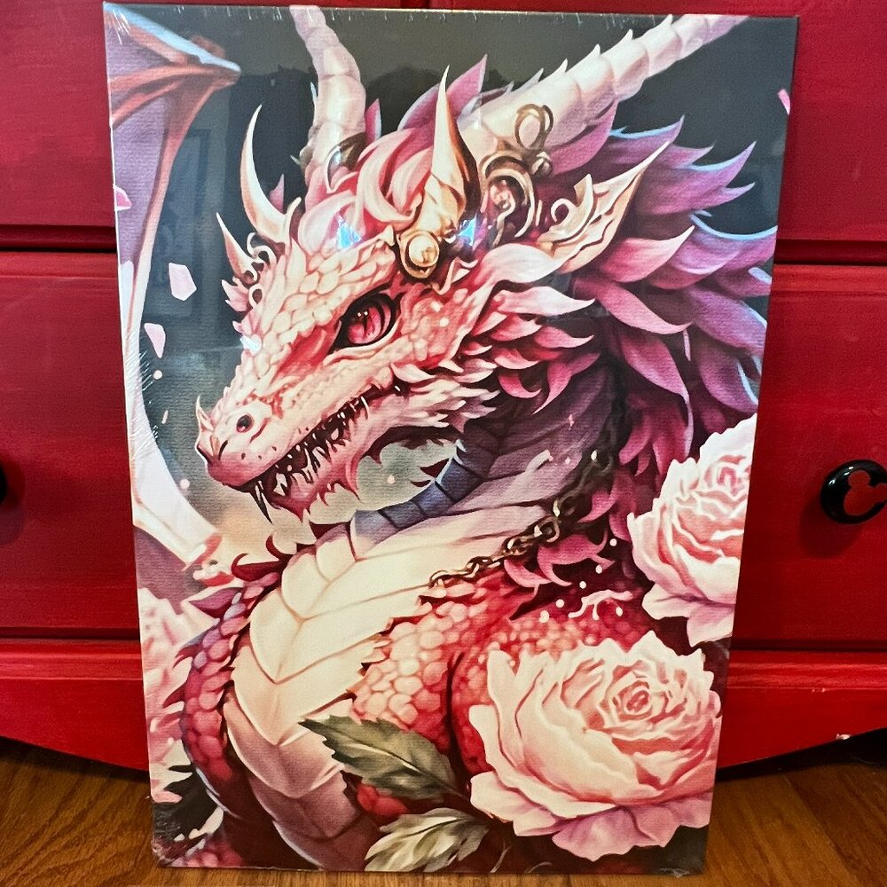 NEW Displate metal sign Pink Rose Dragon magnetic hang